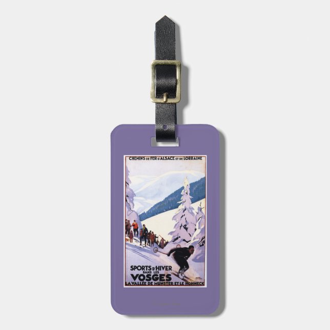 Spectators Watching Skier Poster Luggage Tag (Front Vertical)