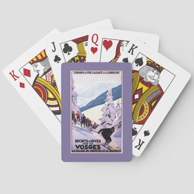 Spectators Watching Skier Poster Playing Cards (Back)