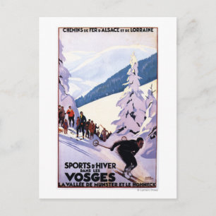 Spectators Watching Skier Poster Postcard