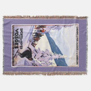 Spectators Watching Skier Poster Throw Blanket