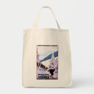 Spectators Watching Skier Poster Tote Bag