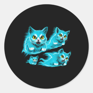 Spectral Cats Halloween Funny Flying Ghost Tee Classic Round Sticker