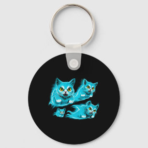 Spectral Cats Halloween Funny Flying Ghost Tee  Key Ring