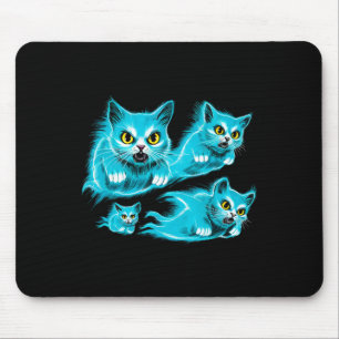 Spectral Cats Halloween Funny Flying Ghost Tee Mouse Pad