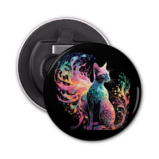 Spectral Holographical Cat: A Prism of Elegance Bottle Opener (Front)