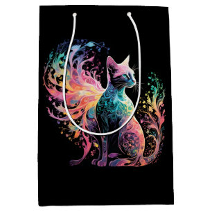Spectral Holographical Cat: A Prism of Elegance Medium Gift Bag