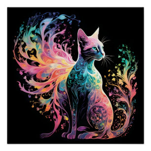 Spectral Holographical Cat: A Prism of Elegance Poster