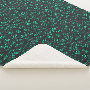 Spectroscopic Green Black Abstract Gouache Art Sherpa Blanket