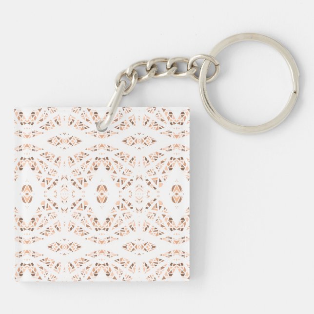 Spectroscopic Orange White Abstract Gouache Art Key Ring (Back)
