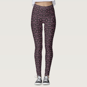 Spectroscopic Pink Black Abstract Gouache Art Leggings