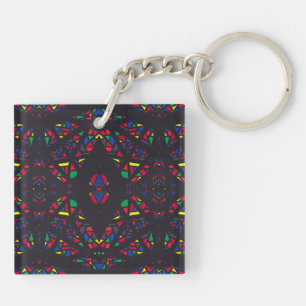 Spectroscopic Rainbow Abstract Gouache Art Key Ring