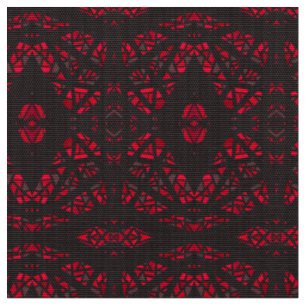 Spectroscopic Red Black Abstract Gouache Art Fabric