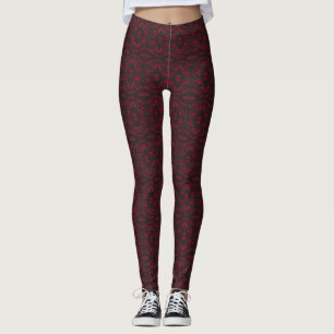 Spectroscopic Red Black Abstract Gouache Art Leggings