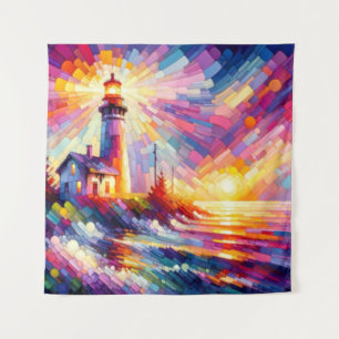 Spectrum Beacon: A Kaleidoscopic Lighthouse Vista Tapestry