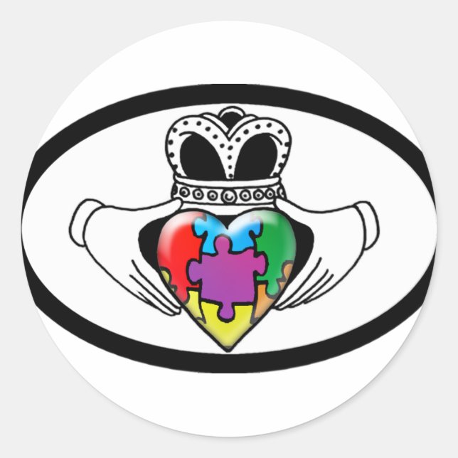 Spectrum Claddagh Classic Round Sticker (Front)