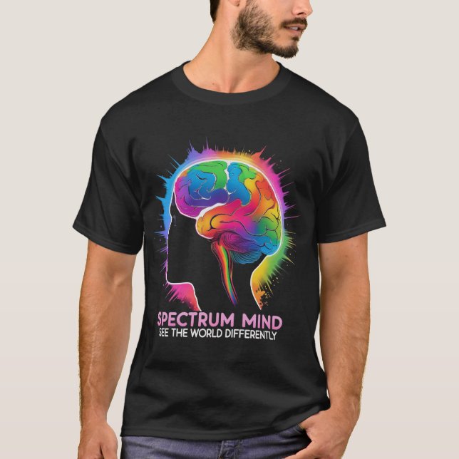 Spectrum Mind – Colourful Brain Neurodiversity Art T-Shirt (Front)