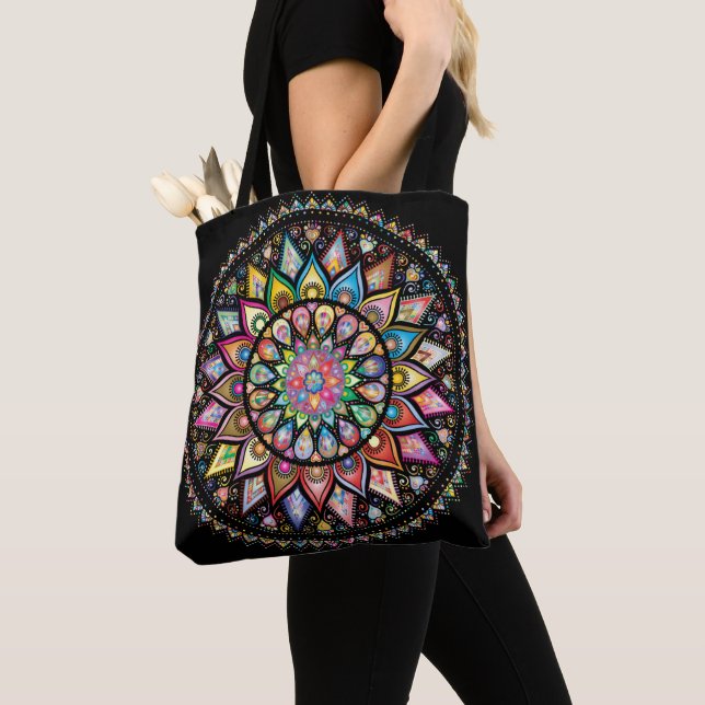 Spectrum of  colour mandala  tote bag (Close Up)