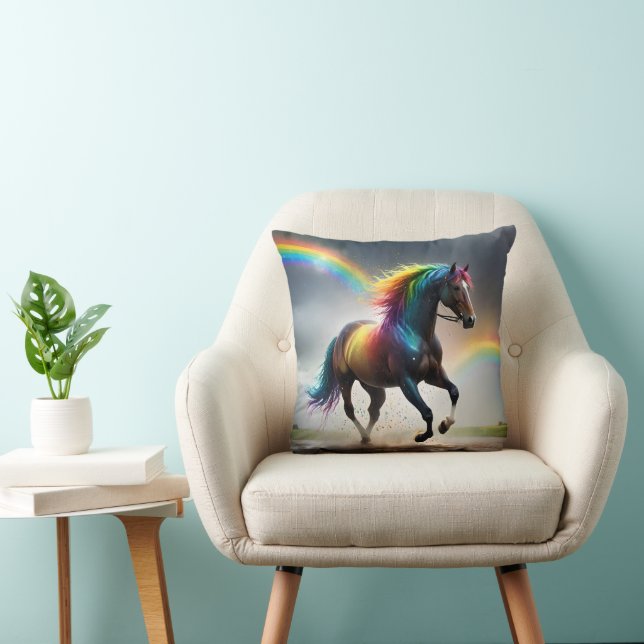 Spectrum of Grace: Rainbow Horse Beneath Rainbows Cushion (Chair)