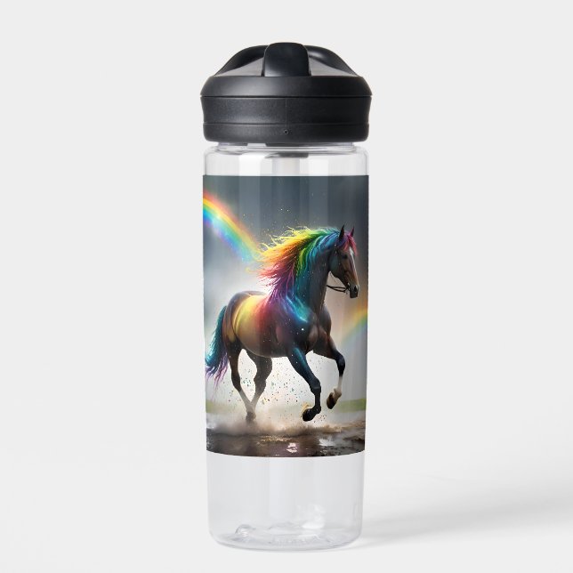 Spectrum of Grace: Rainbow Horse Beneath Rainbows Water Bottle (Front)