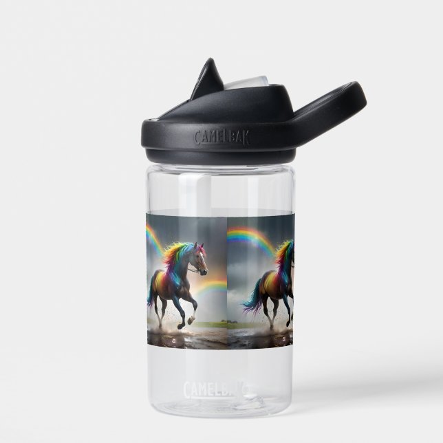 Spectrum of Grace: Rainbow Horse Beneath Rainbows Water Bottle (Left)
