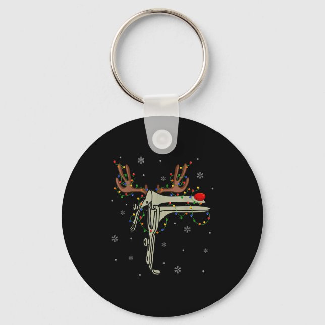 Speculum Reindeer Xmas Light Medical Ob Gyn Nurse  Key Ring (Front)