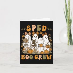 Sped Boo Crew Preppy Halloween Floral Ghost Teache Card