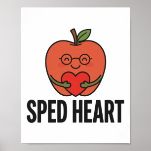 SPED Heart — Cute Apple with Glasses for Special E Poster