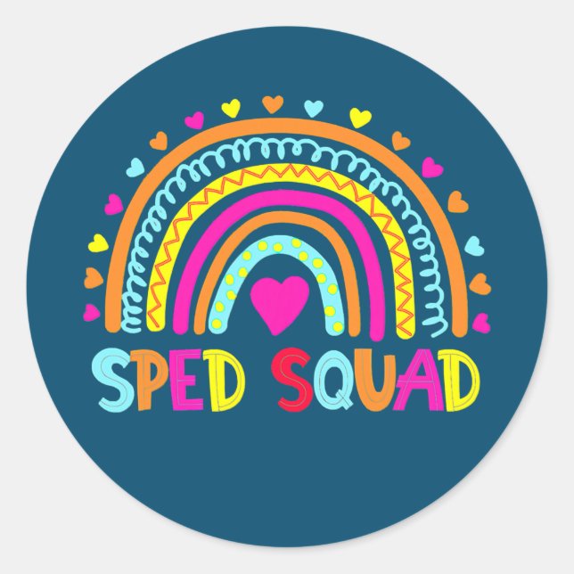 Sped Squad Special Ed Rainbow Teacher Back To Classic Round Sticker (Front)
