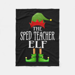 Sped Teacher Elf Xmas Funny Family Matching Christ Fleece Blanket