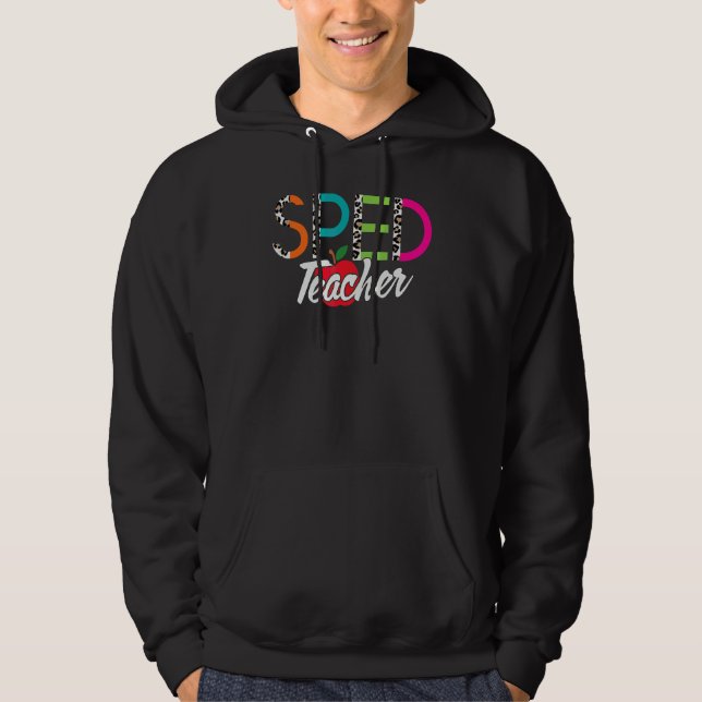 SPED Teacher Special Education Leopard Boho Apple Hoodie (Front)