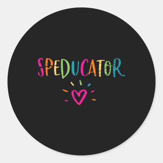 Sped Teacher - Speducator Heart  Classic Round Sticker (Front)