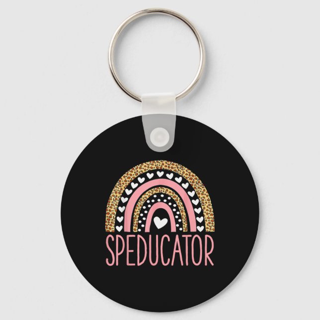 Sped Teacher - Speducator Heart - Speducator Rainb Key Ring (Front)