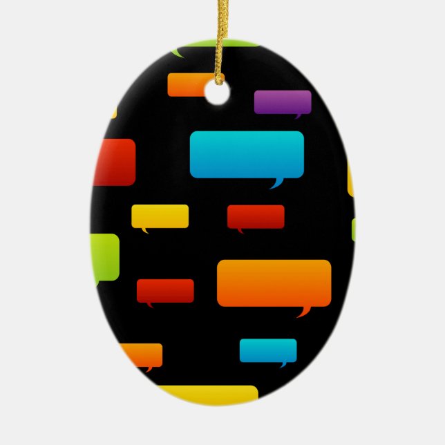 speech bubble background ceramic tree decoration (Front)