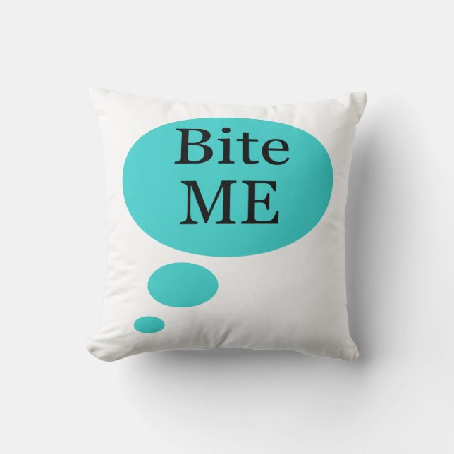 Speech Bubble Bite Me Typography Cushion (Front)