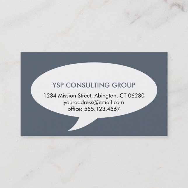 Speech bubble blue creative network professional business card (Front)