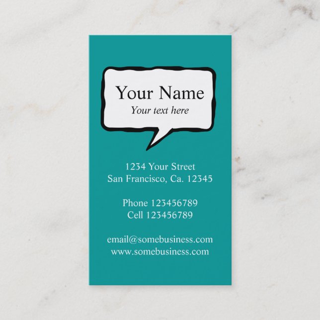 Speech bubble business card template (Front)