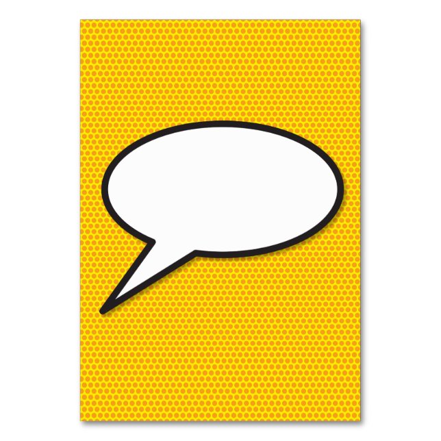 Speech Bubble Comic Book Pop Art Table Number (Front)