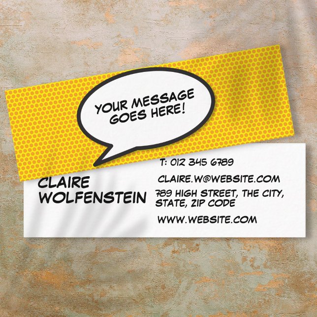 Speech Bubble Message Fun Retro Comic Book Mini Business Card (Speech Bubble Message Fun Retro Comic Book Mini Business Card)