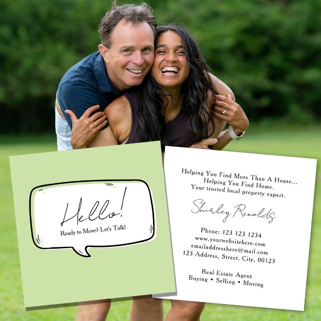 Speech Bubble Real Estate Business Card | green (Creator Uploaded)