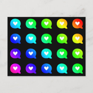 Speech Bubbles I Love You Hearts Colourful Rainbow Postcard