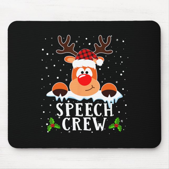 Speech Crew Reindeer Santa Hat Buffalo Red Plaid C Mouse Pad (Front)