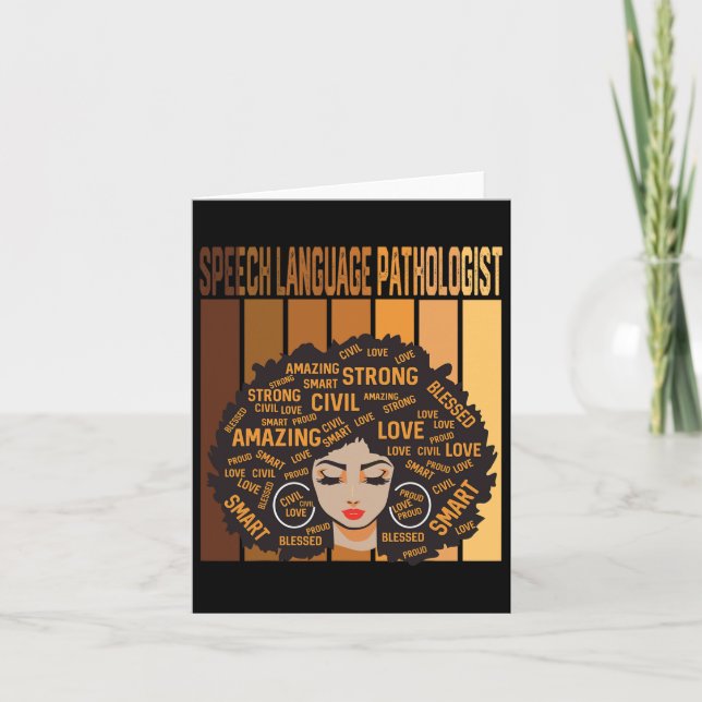 Speech Language Pathologist Afro African Black His Card (Front)