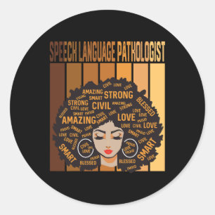 Speech Language Pathologist Afro African Black His Classic Round Sticker