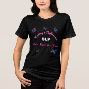 Speech Language Pathologist Butterfly Design Tri-Blend Shirt