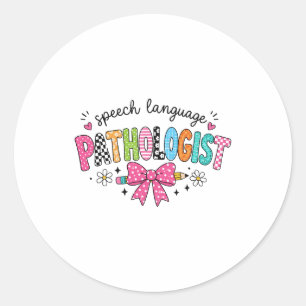 Speech Language Pathologist Colourful Bow Pencil Classic Round Sticker
