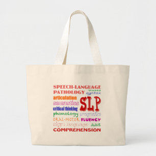 Speech Language Pathologist Colourful Fun Font Large Tote Bag