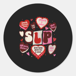 Speech language pathologist valentines day slp classic round sticker