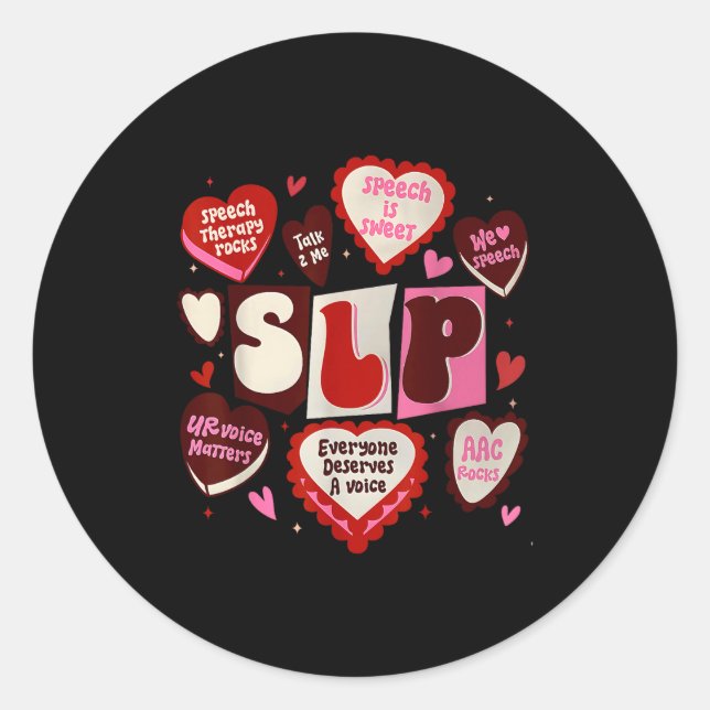 Speech language pathologist valentines day slp classic round sticker (Front)