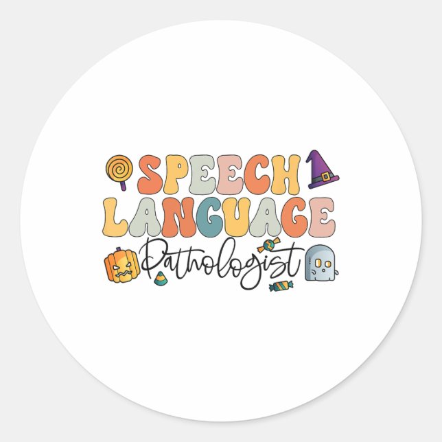 Speech Language Pathology Halloween Speech Therapy Classic Round Sticker (Front)