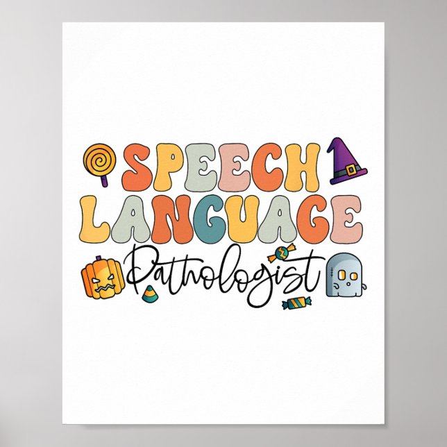 Speech Language Pathology Halloween Speech Therapy Poster (Front)